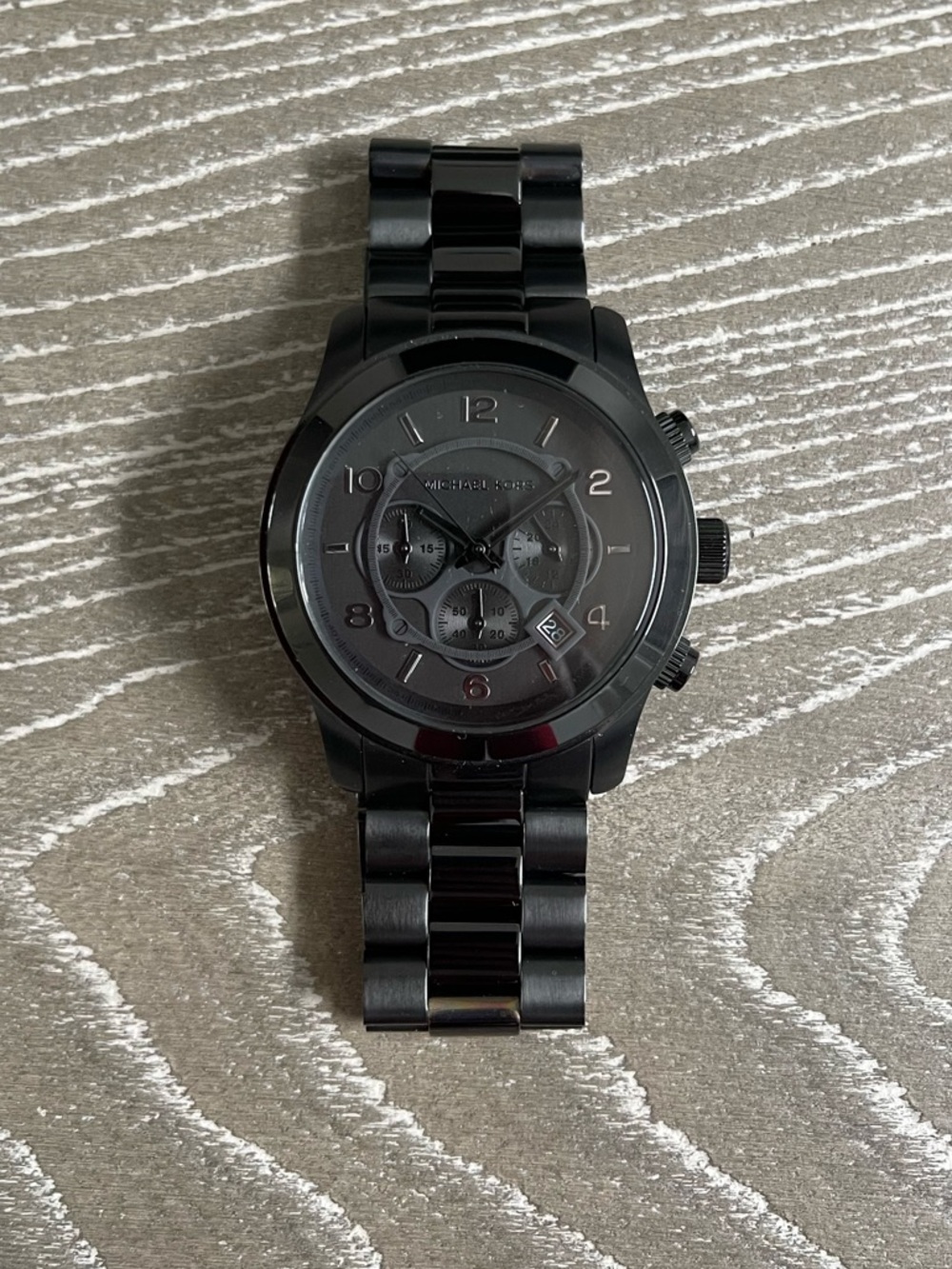 Men's Michael Kors 45mm MK8157 Runway Chronograph Black Stainless Steel Watch